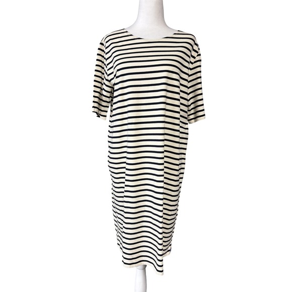 KULE Dress Womens XL Navy Cream Stripe T-Shirt Cotton Short Sleeve Crewneck - Picture 1 of 15